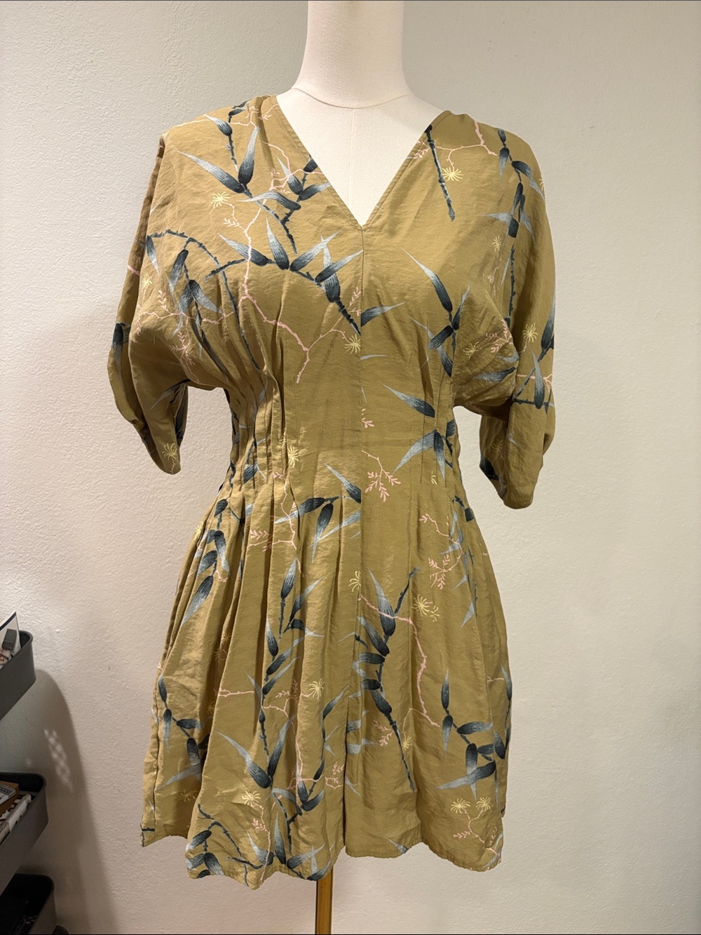 Women’s Olive Green V-Neck Floral Wrap Romper